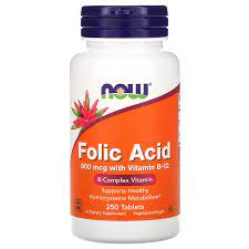 NOW Folic Acid Vitamin B-12 800 мкг (250 табл)